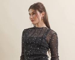 Midnight Sparkle Sheer Mesh Top